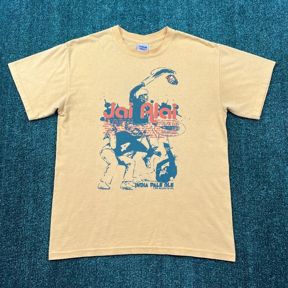 Gildan Other - Vintage Jai Alai IPA Beer Cigar City Brewing Lacrosse T-Shirt Mens M Yellow Y2K